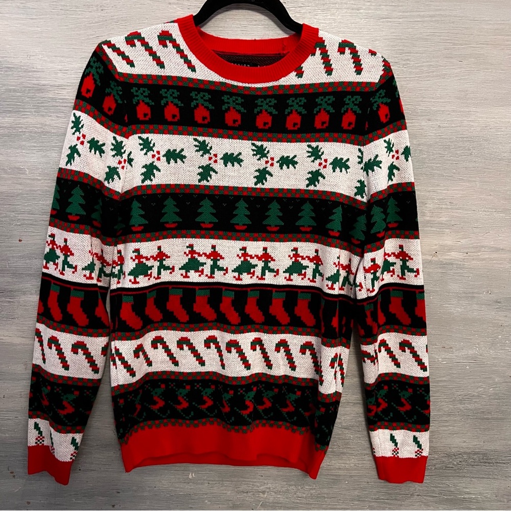 asos Design Christmas Holiday Striped Crew Neck Knit Sweater Size XS GC‎